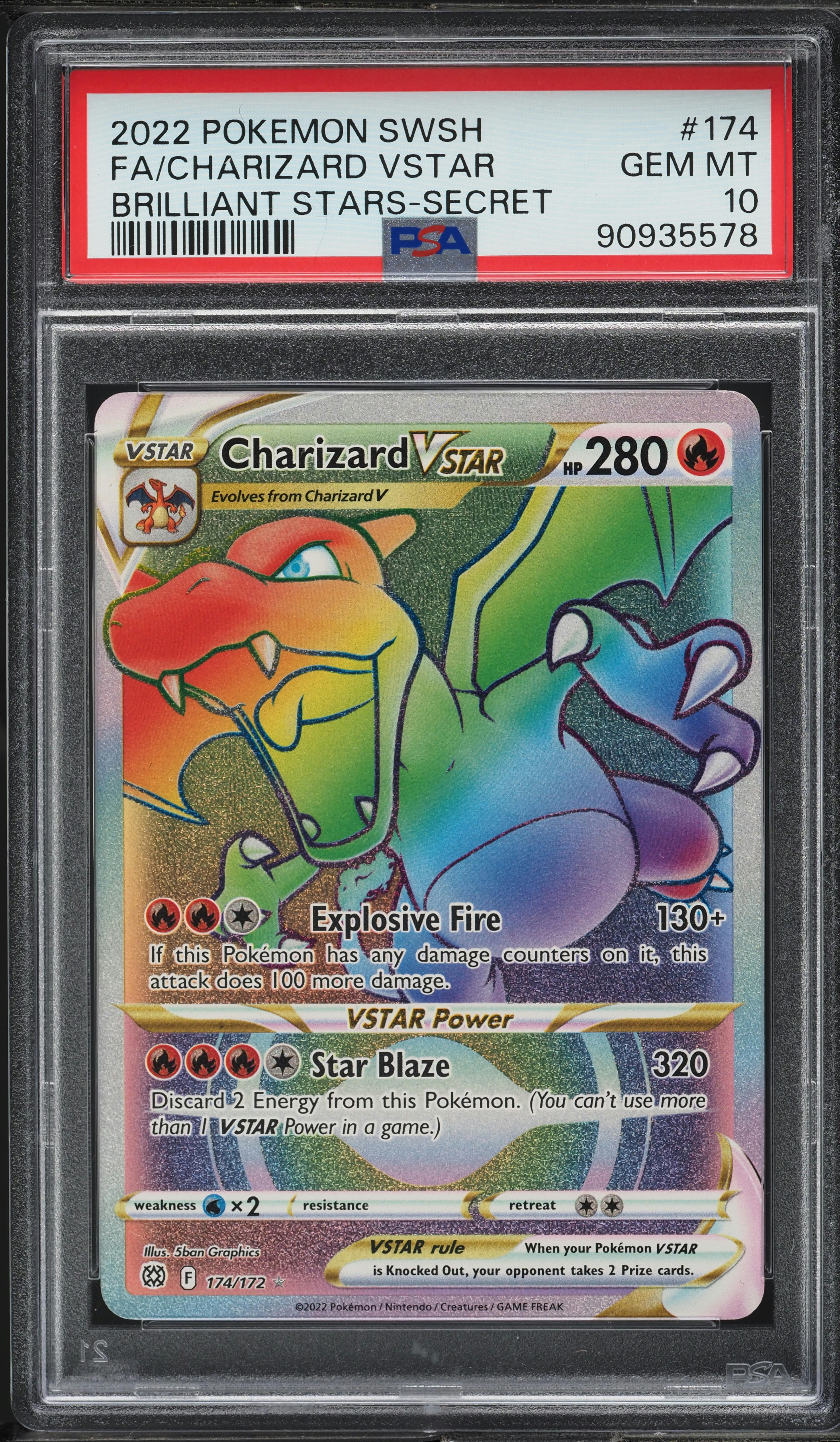 rare pokemon cards brilliant stars PSA 10 Gem -Charizard VStar 174/172 Brilliant Stars Rainbow Secret Rar –  FUN&KO