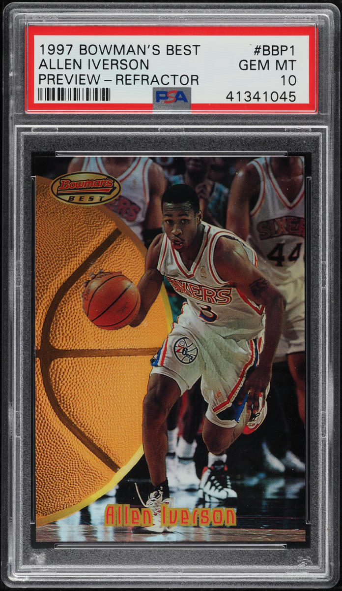 1997 Bowman's Best Preview Refractor Allen Iverson #BBP1 PSA 10