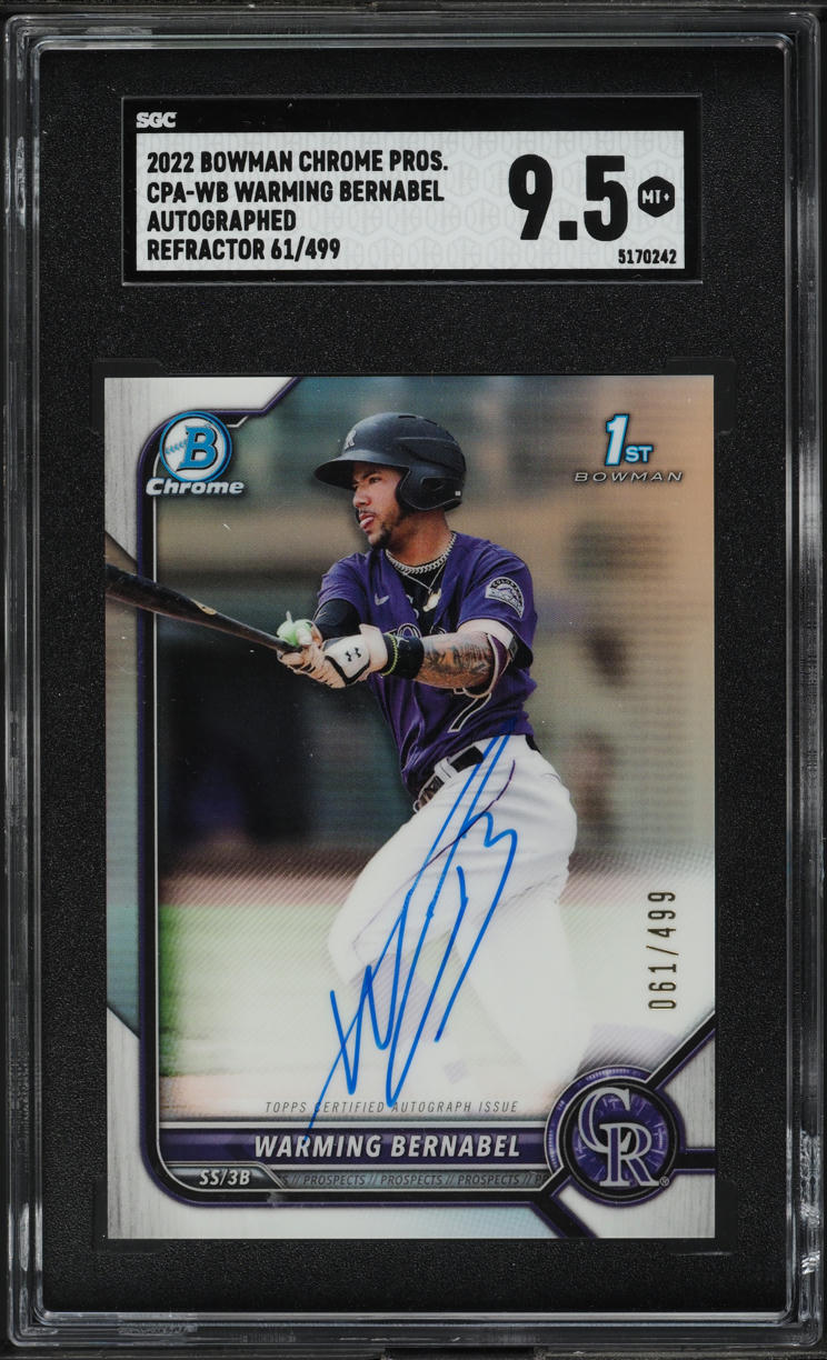 2022 Bowman Chrome Refractor Warming Bernabel PROSPECT AUTO /499 #CPA-WB SGC 9.5