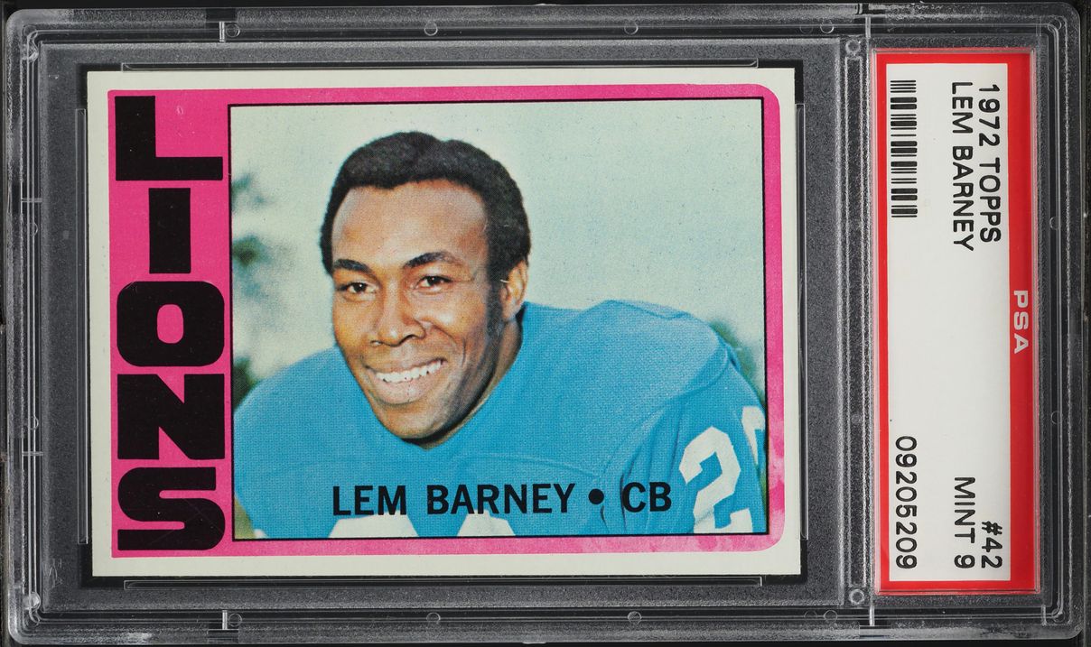 1972 Topps Football Lem Barney #42 PSA 9 MINT