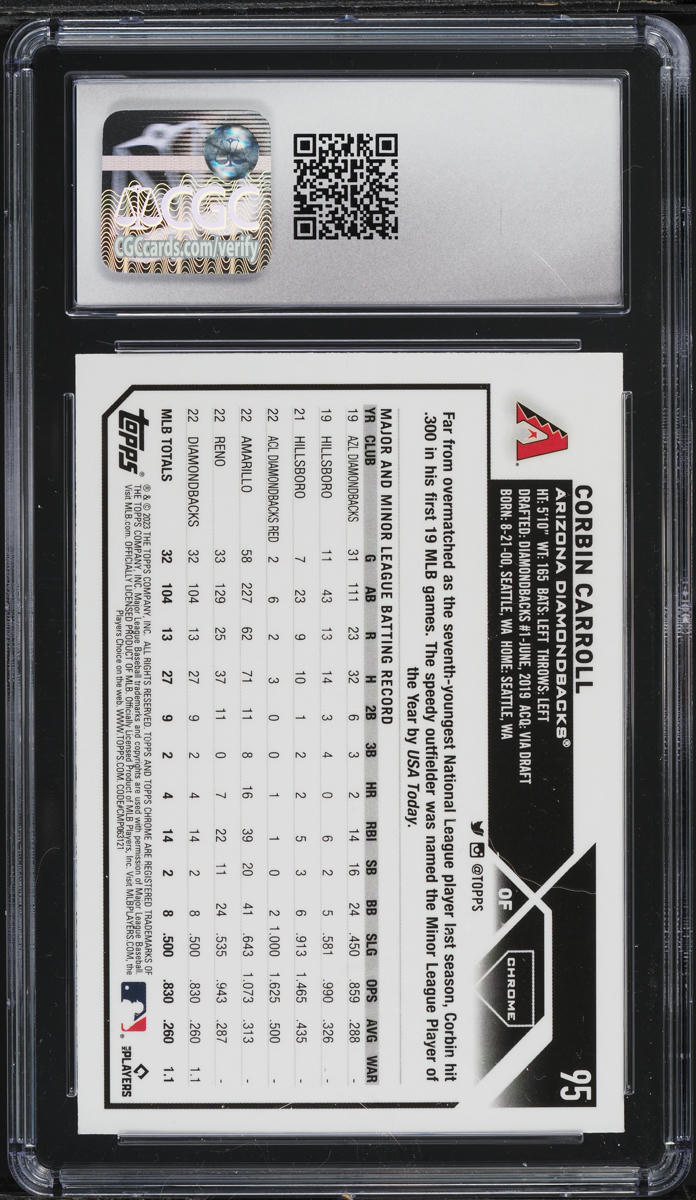 2023 Topps Chrome X-Fractor Corbin Carroll ROOKIE #95 CGC 9.5 MINT+