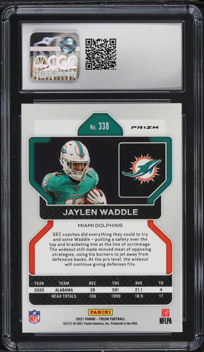 2021 Panini Prizm Red Ice Jaylen Waddle ROOKIE #338 CGC 9.5 MINT+