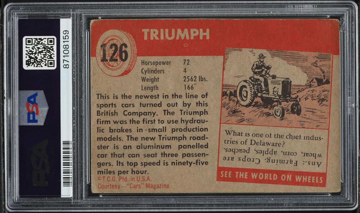 1954 Topps World On Wheels Triumph #126 PSA 2 GD