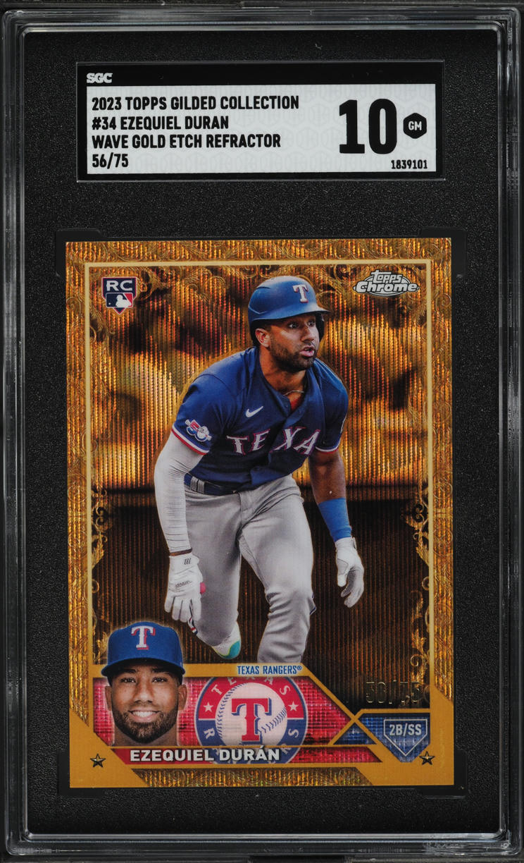 2023 Topps Gilded Wave Gold Etch Refractor Ezequiel Duran ROOKIE /75 #34 SGC 10