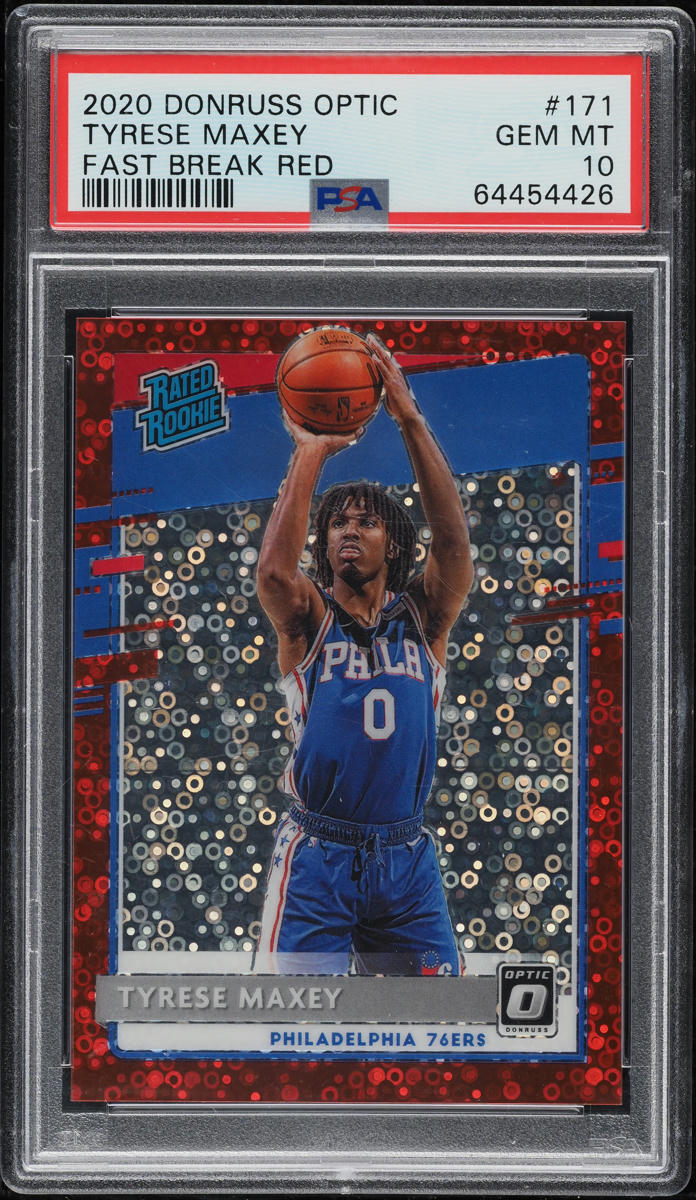 2020 Donruss Optic Fast Break Red Tyrese Maxey ROOKIE /85 #171 PSA 10 GEM MINT