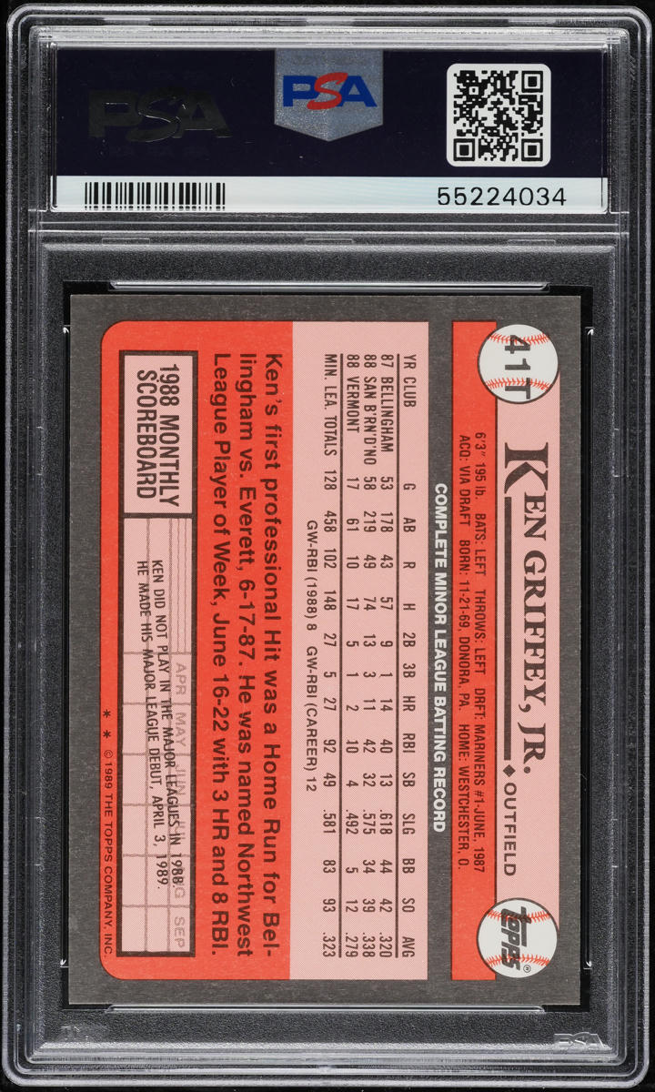 1989 Topps Traded Tiffany Ken Griffey Jr. ROOKIE #41T PSA 8 NM-MT