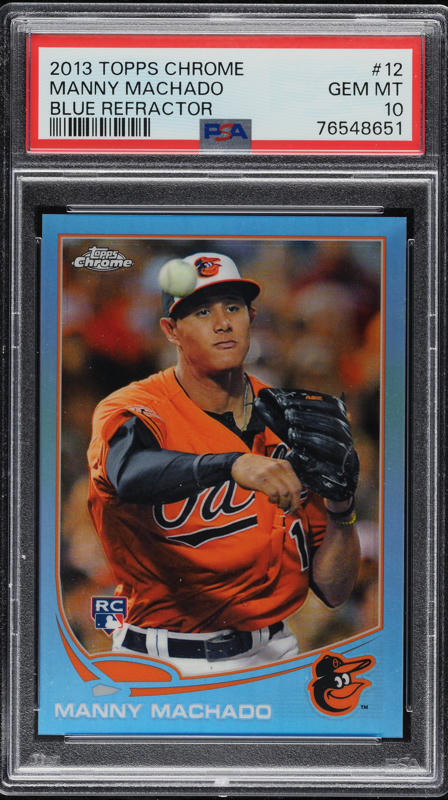 2013 Topps Chrome Blue Refractor Manny Machado ROOKIE /199 #12 PSA