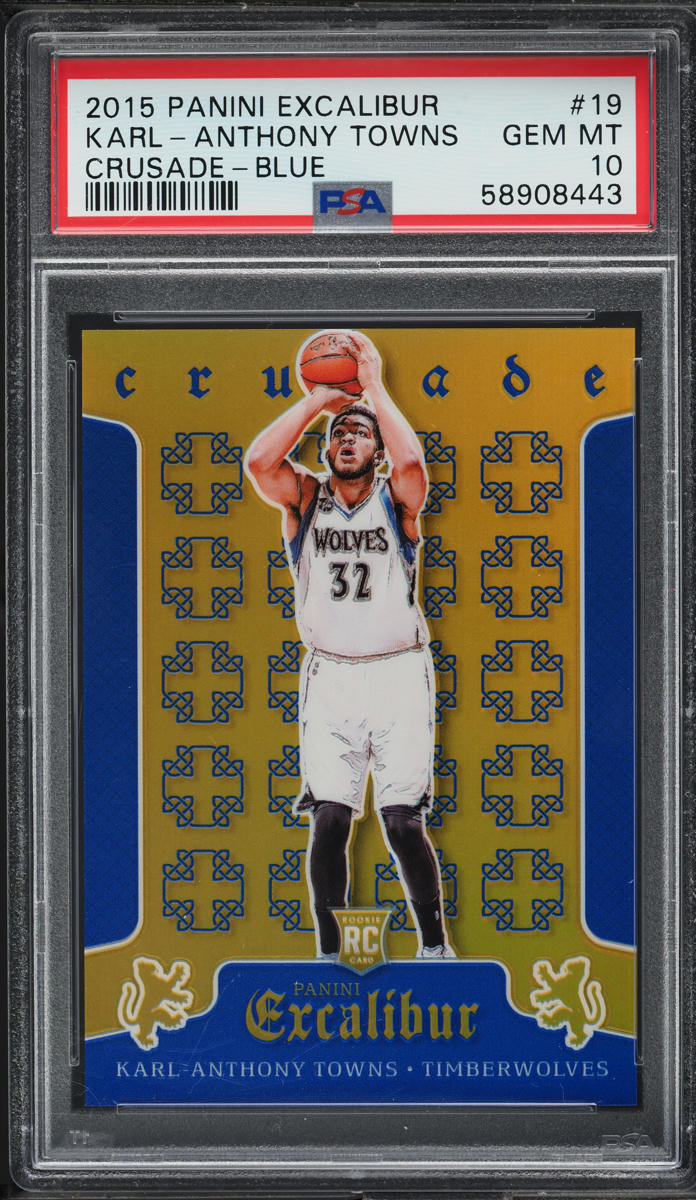 2015 Panini Excalibur Crusade Blue Karl-Anthony Towns ROOKIE /199 #19 PSA 10 GEM
