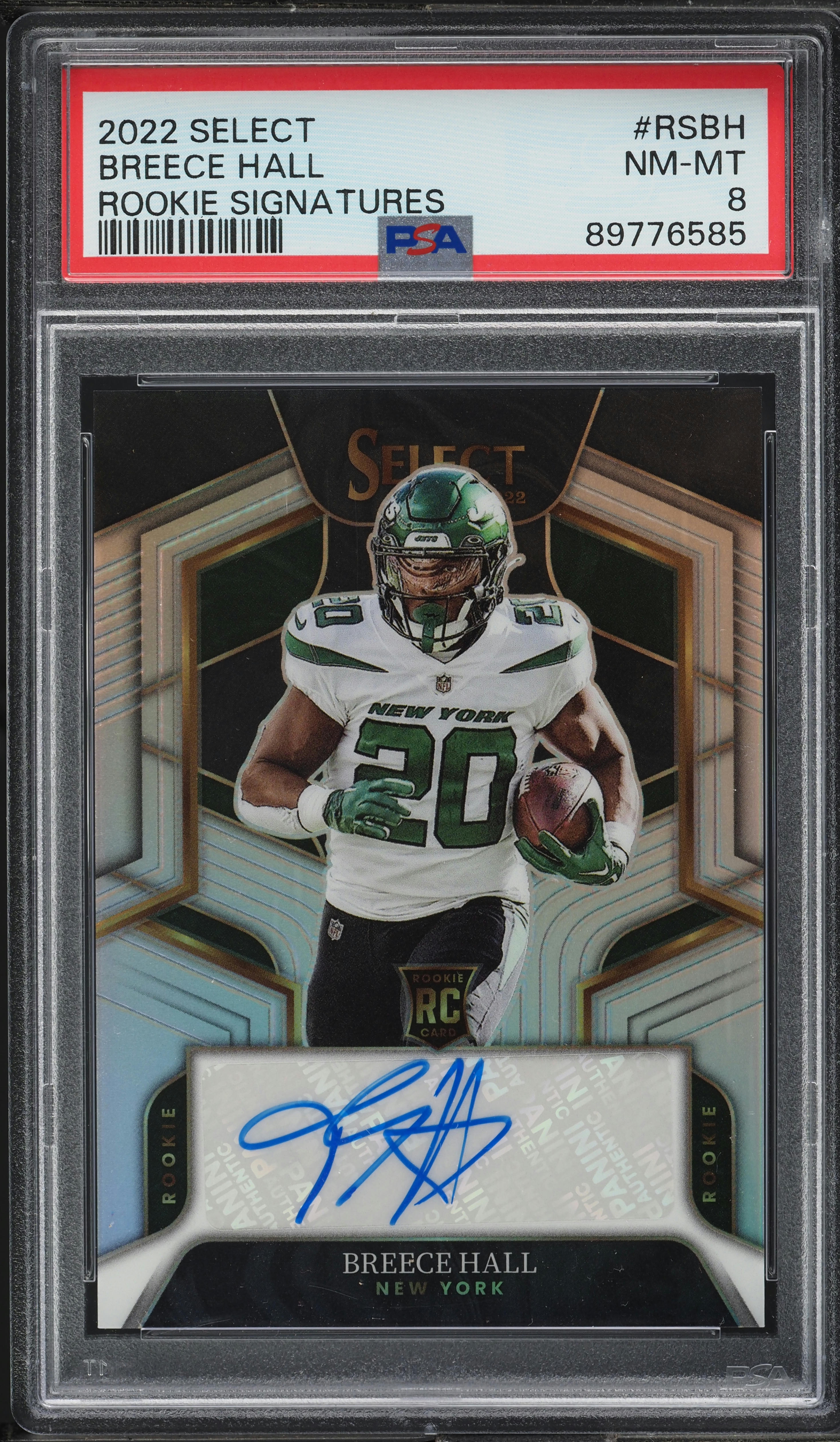 2022 Select Silver Priz, Breece Hall ROOKIE AUTO /199 #RS-BH PSA 8