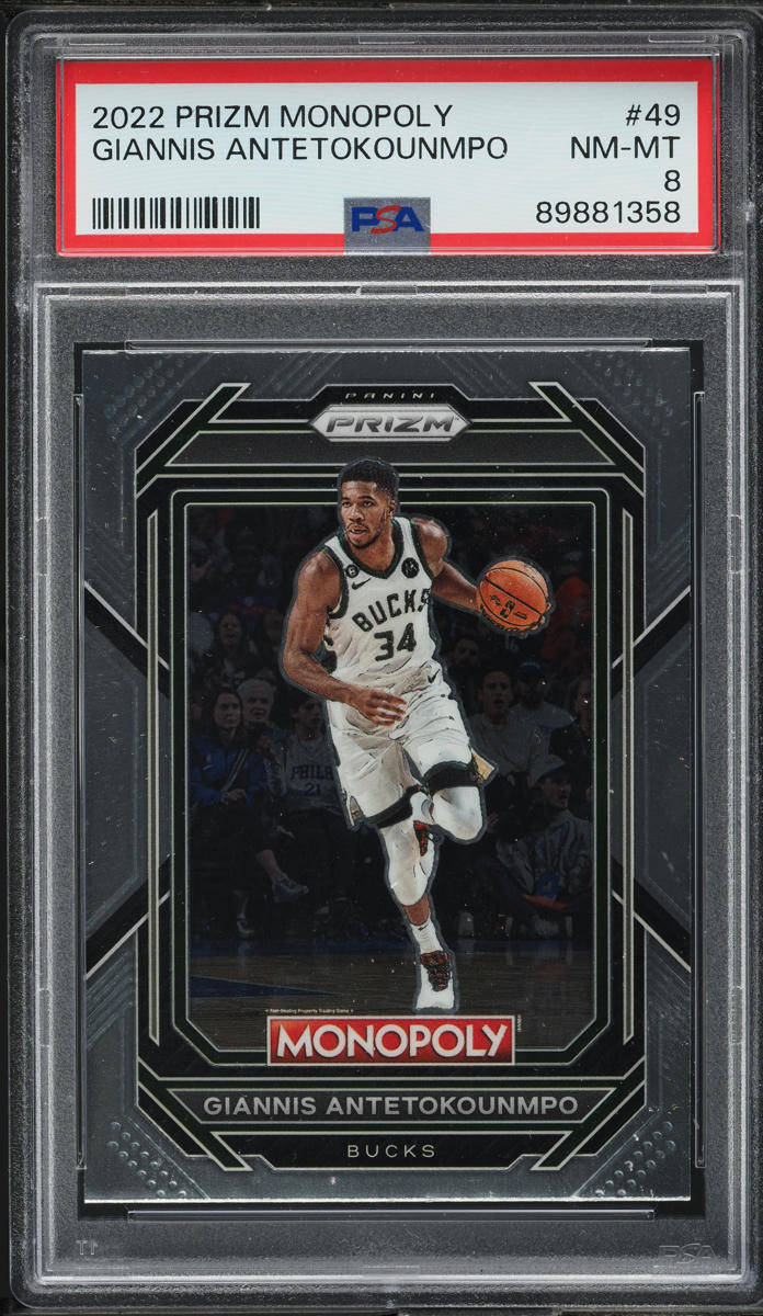 2022 Panini Prizm Monopoly Giannis Antetokounmpo #49 PSA 8 NM-MT
