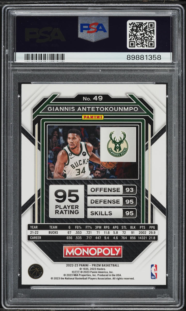 2022 Panini Prizm Monopoly Giannis Antetokounmpo #49 PSA 8 NM-MT