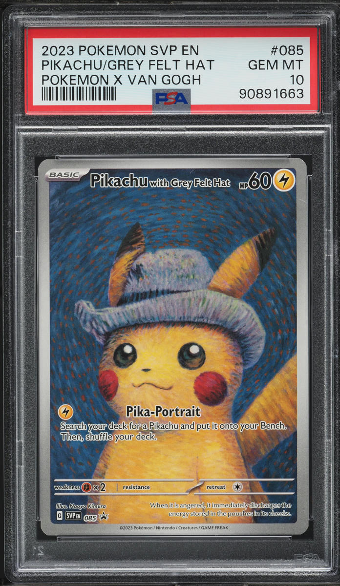 2023 Pokemon SV Black Star Promo Van Gogh Pikachu With Grey Felt Hat #85 PSA 10