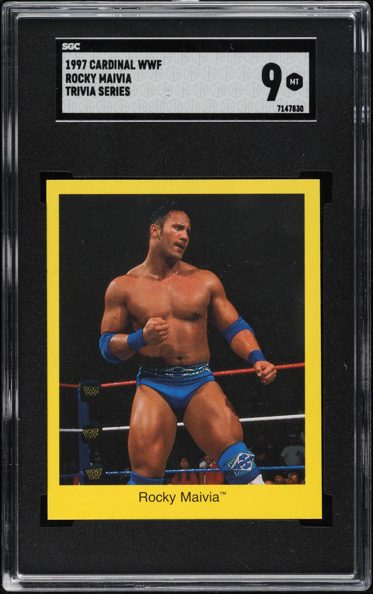 1997 Cardinal WWF Trivia Series Rocky Maivia The Rock ROOKIE SGC 9 MINT