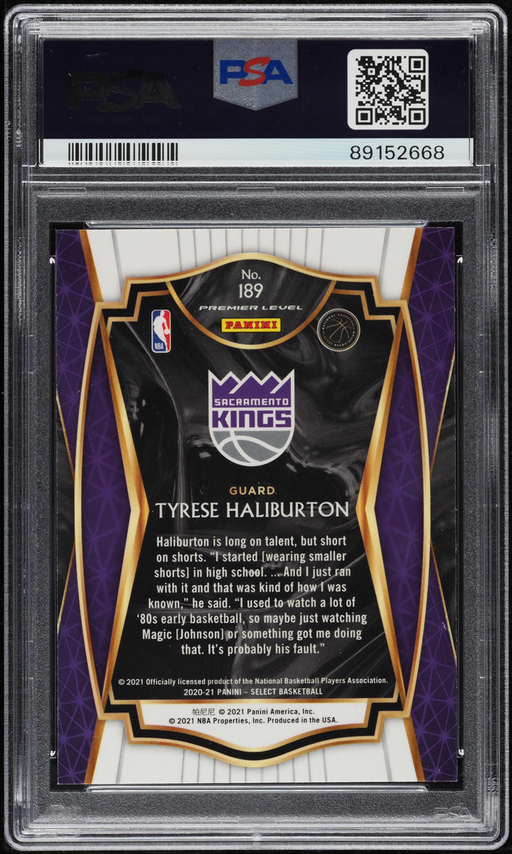 2020 Select Premier Level Blue Retail Tyrese Haliburton ROOKIE #189 PSA 9 MINT