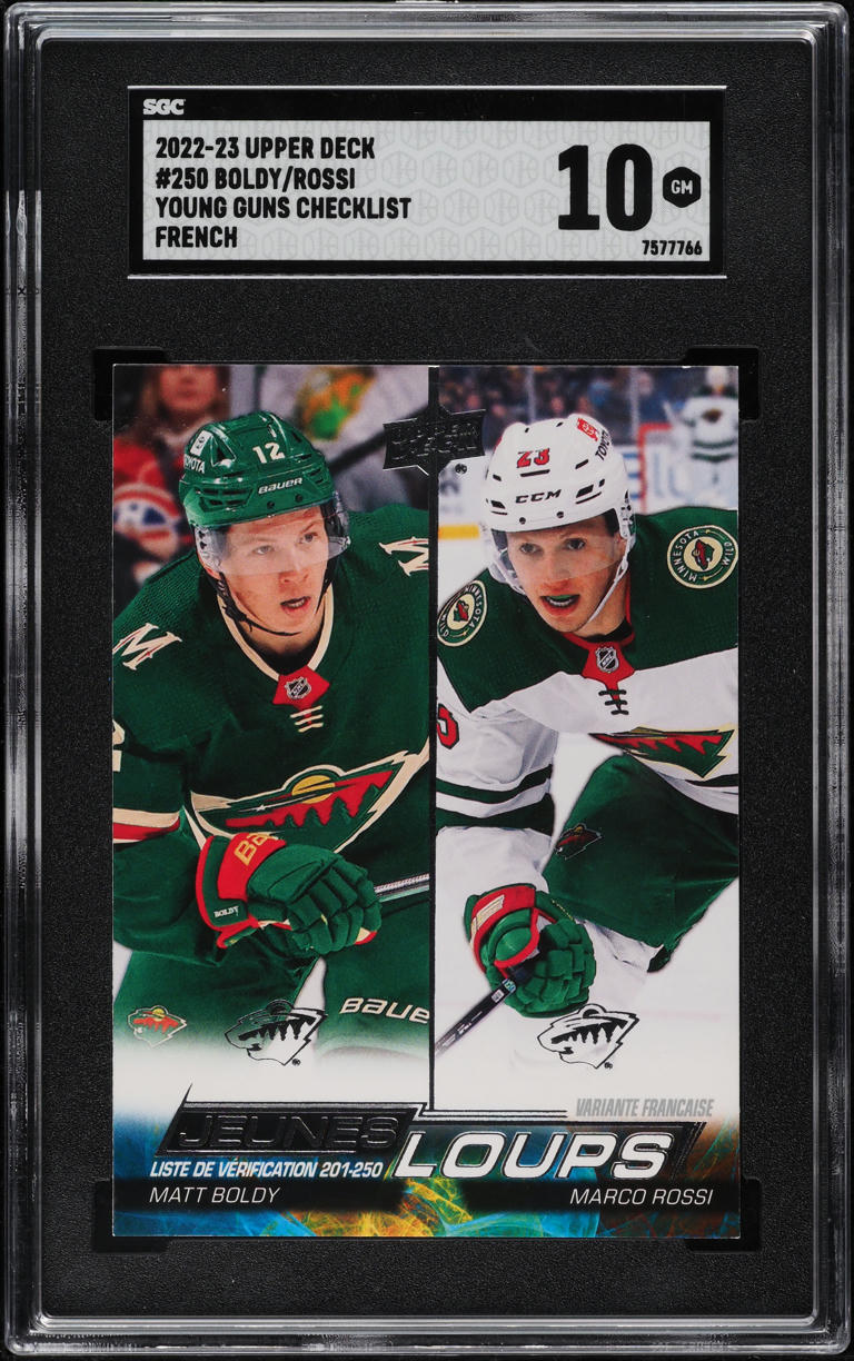 2022 Upper Deck French Young Guns Checklist Boldy Marco Rossi ROOKIE #250 SGC 10