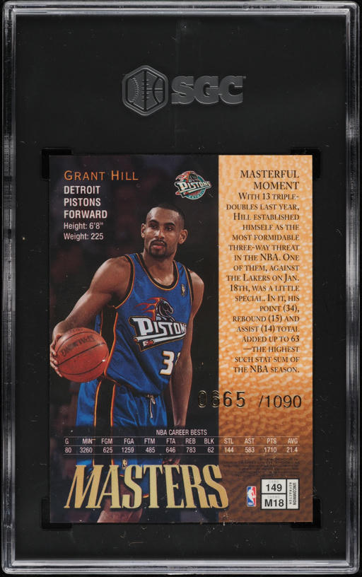 1997 Finest Silver Refractor Grant Hill /1090 #149 SGC 9 MINT on
