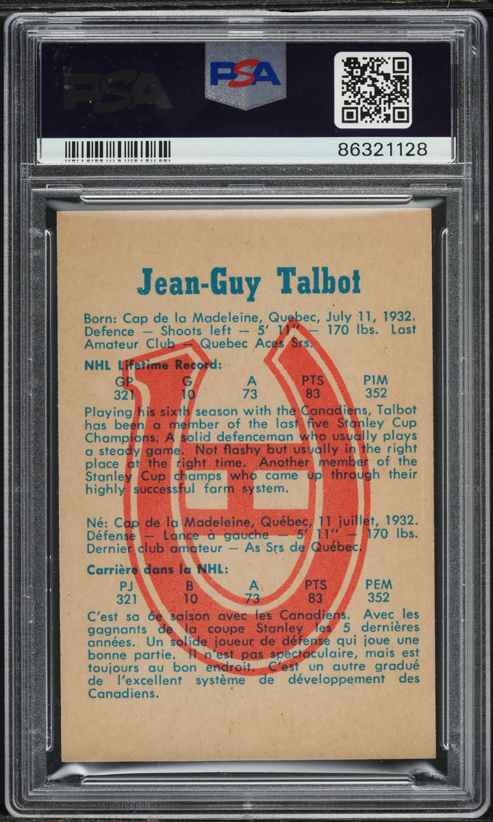 1960 Parkhurst Jean-Guy Talbot #52 PSA 8 NM-MT
