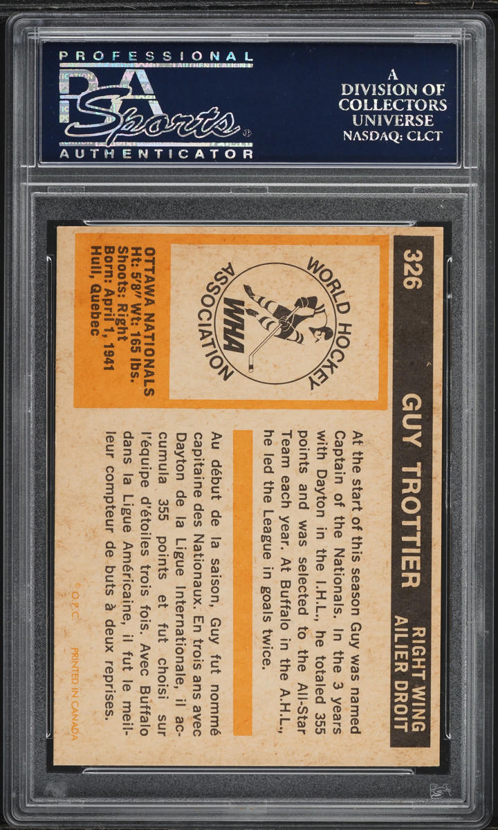 1972 O-Pee-Chee Hockey Guy Trottier #326 PSA 8 NM-MT
