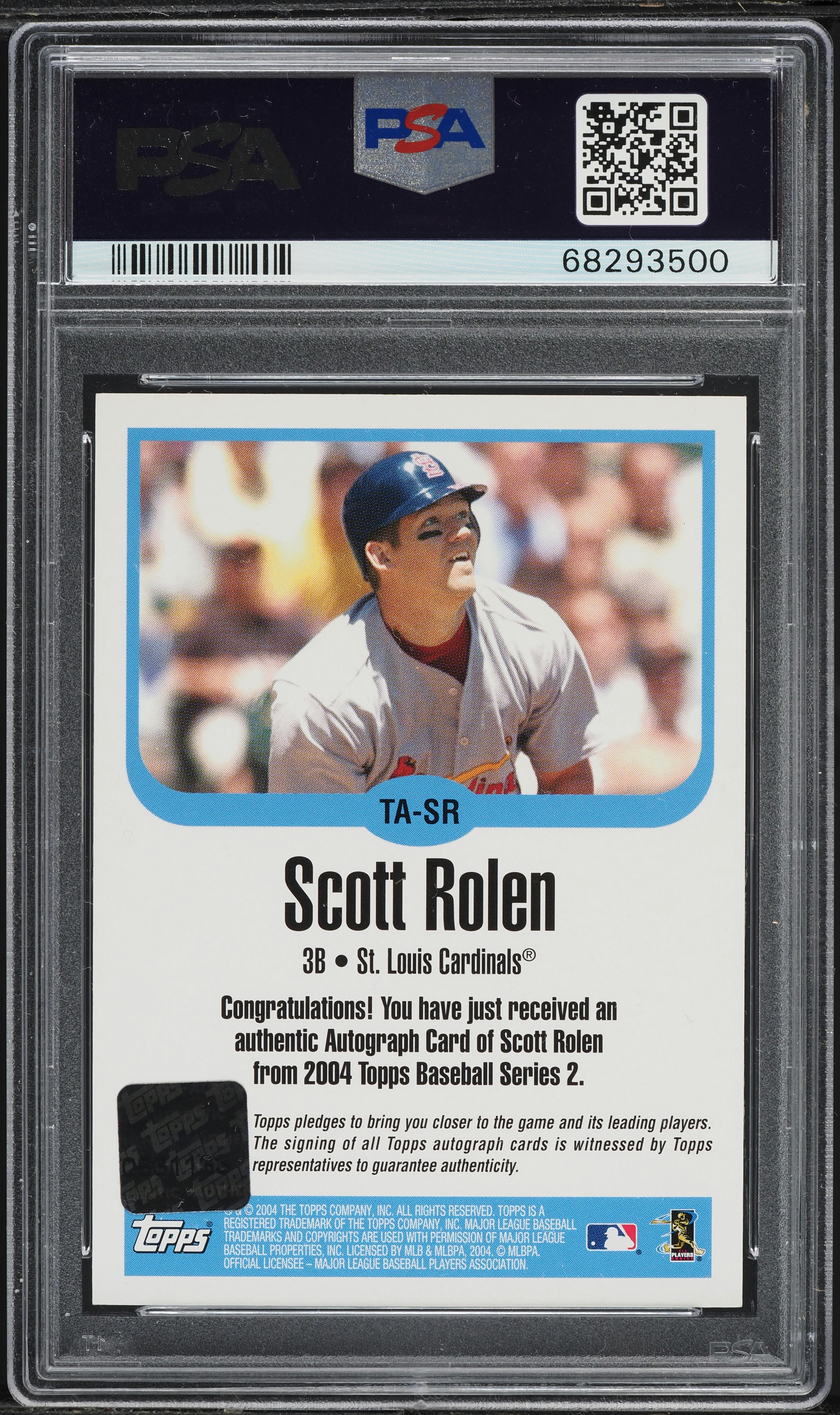 メジャーリーグ　カード　SCOTT ROLEN 2004 Topps Certified Scott Rolen AUTO #TA-SR PSA 10 GEM MINT on