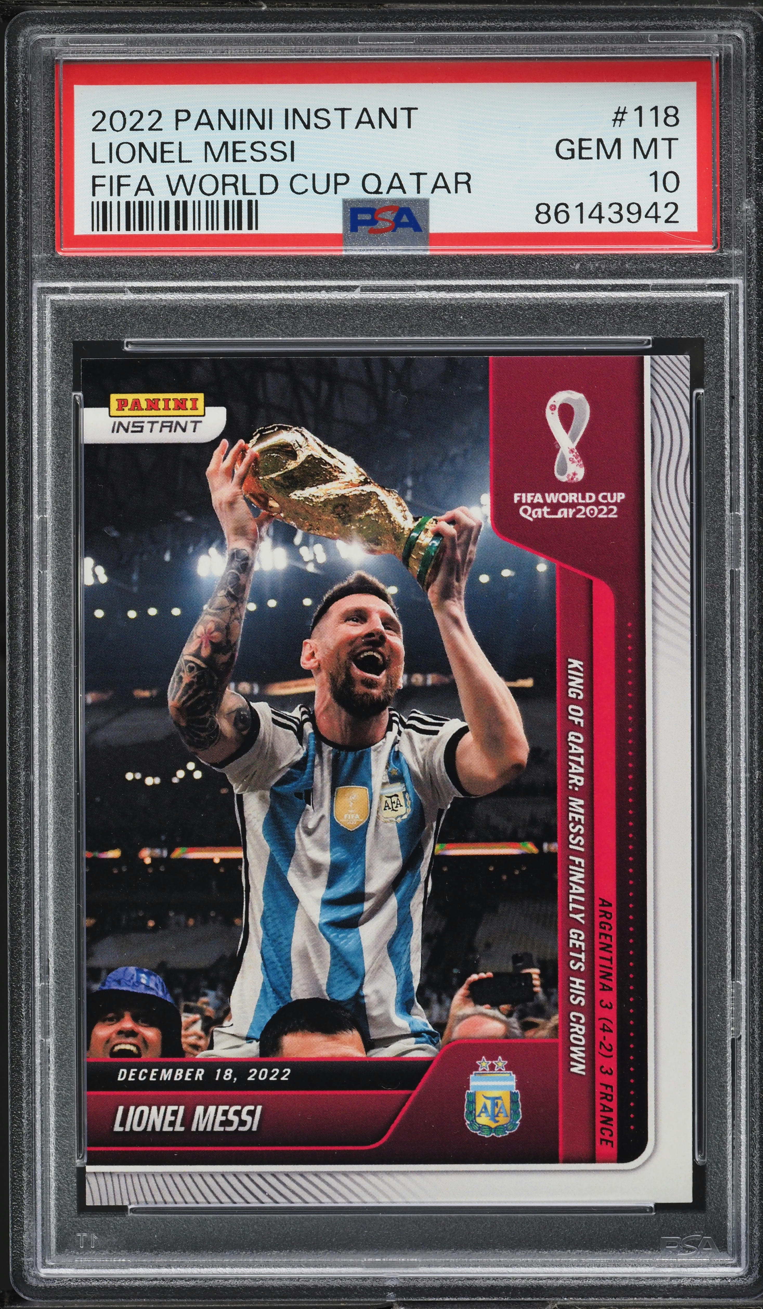 2022 Panini Instant FIFA World Cup Qatar Lionel Messi #118 PSA 10