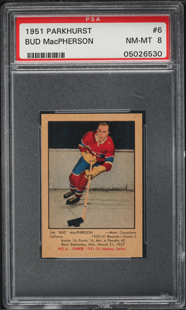 1951 Parkhurst Bud MacPherson #6 PSA 8 NM-MT