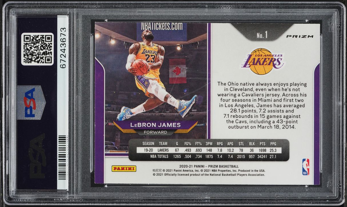 2020 Panini Prizm Orange Ice LeBron James #1 PSA 8 NM-MT