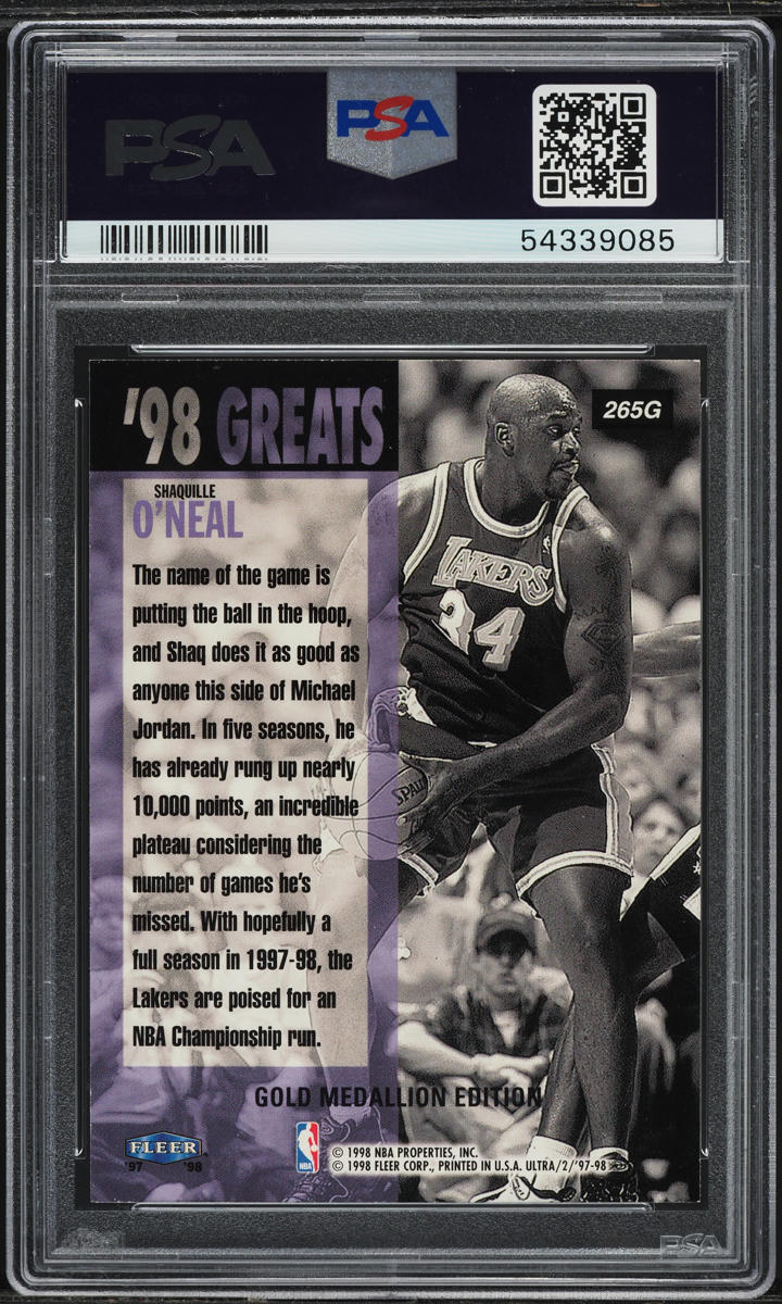 1997 Ultra Gold Medallion Shaquille O'Neal #265G PSA 9 MINT
