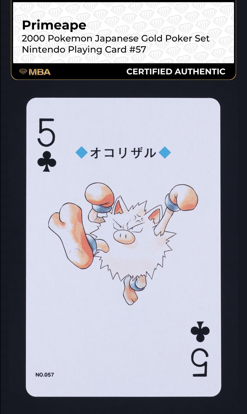 2000 Pokemon Japanese Gold Poker Set Nintendo Playing Card Primeape #57 MBA  AUTH on Fanatics Collect