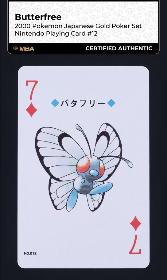 2000 Pokemon Japanese Gold Poker Set Nintendo Butterfree #12 MBA AUTH