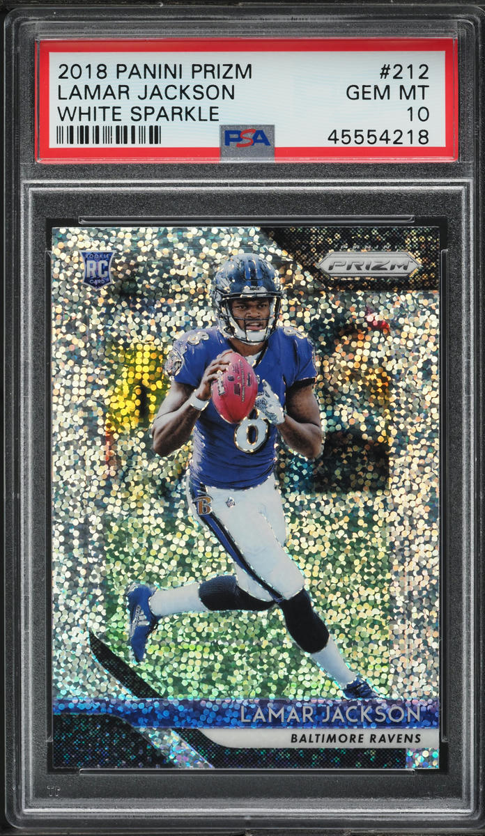 2018 Panini Prizm White Sparkle Lamar Jackson ROOKIE #212 PSA 10 GEM MINT