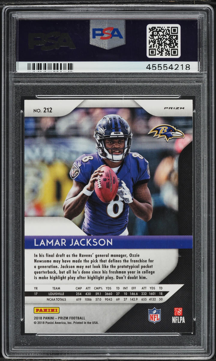 2018 Panini Prizm White Sparkle Lamar Jackson ROOKIE #212 PSA 10 GEM MINT