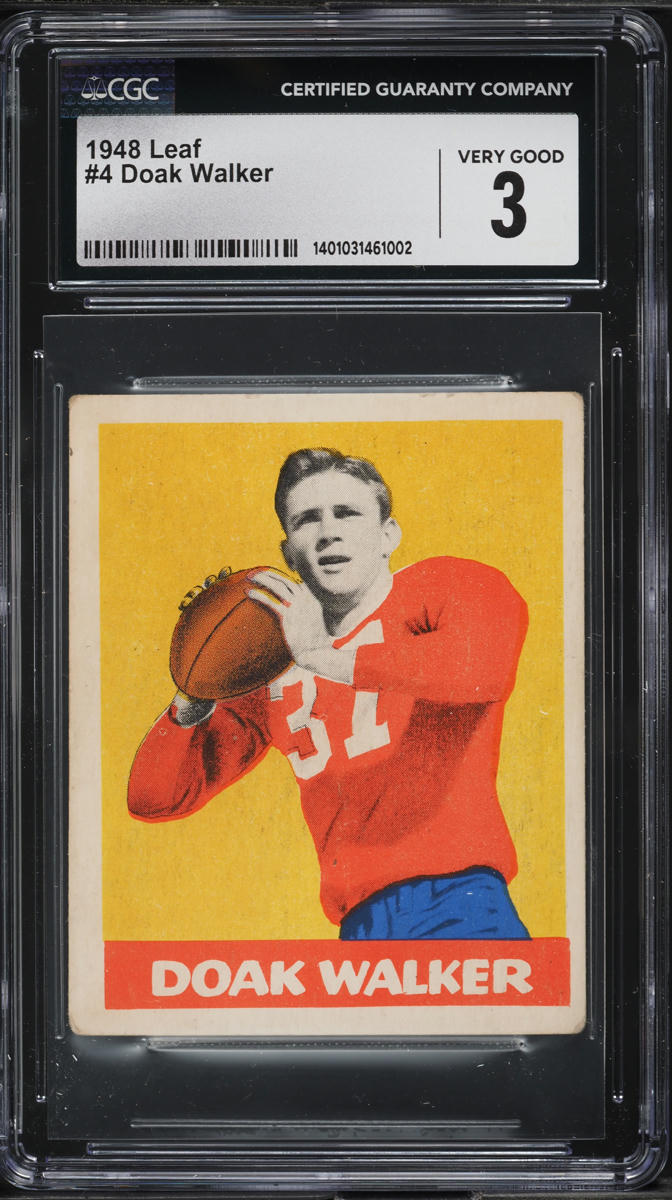 1948 Leaf Football Doak Walker ROOKIE #4 CGC 3 VG