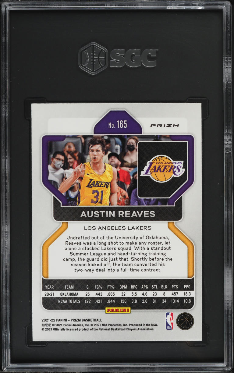 2021 Panini Prizm Purple Wave Austin Reaves ROOKIE #165 SGC 9.5 MINT+