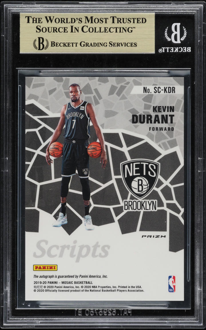 2019 Panini Mosaic Scripts Red Wave Kevin Durant AUTO #SC-KDR BGS