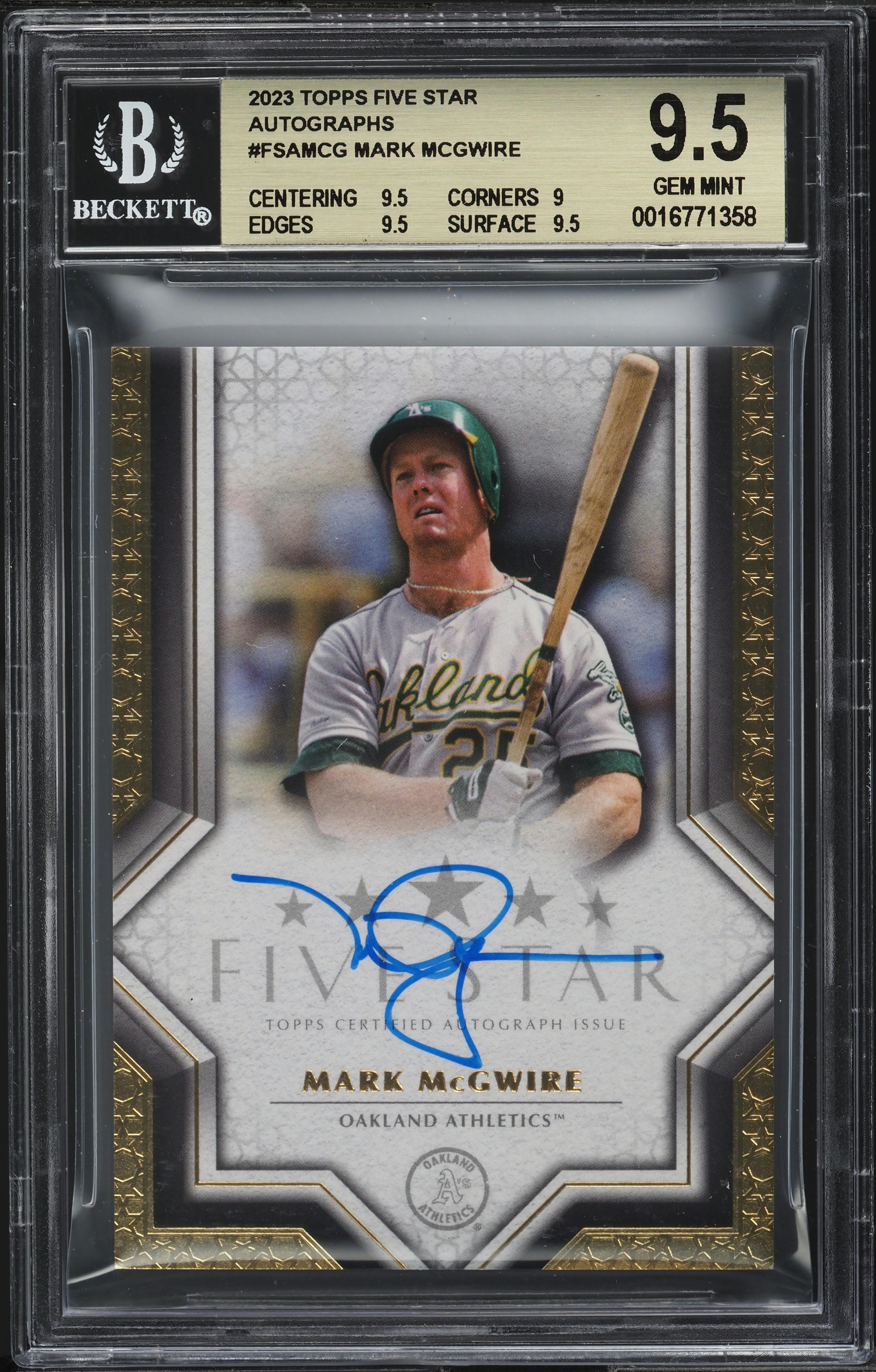 2023 Topps Five Star Mark McGwire AUTO #FSA-MCG BGS 9.5 GEM MINT 