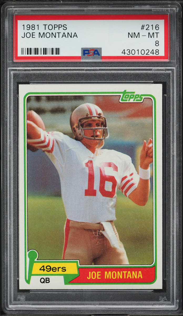 1981 Topps Football Joe Montana ROOKIE #216 PSA 8 NM-MT
