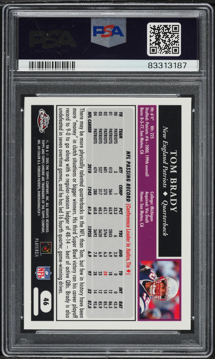 2005 Topps Chrome Tom Brady #46 PSA 8 NM-MT
