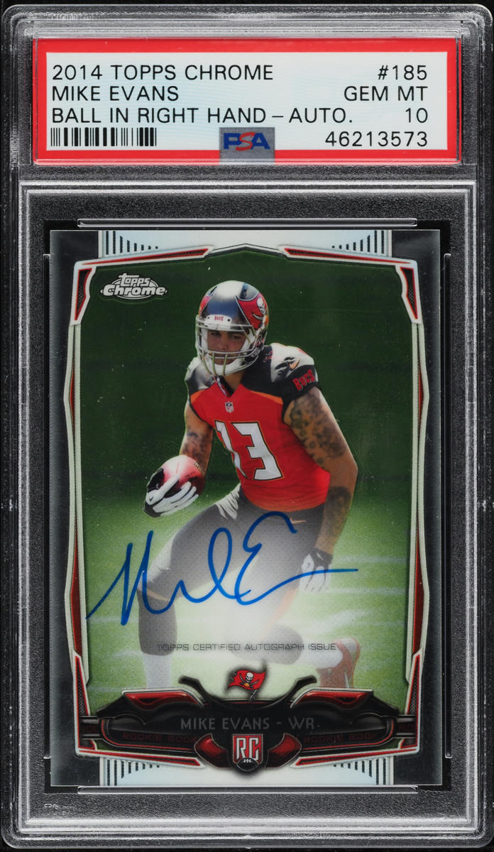 2014 Topps Chrome Ball In Right Hand Mike Evans ROOKIE AUTO #185 PSA 10 GEM MINT