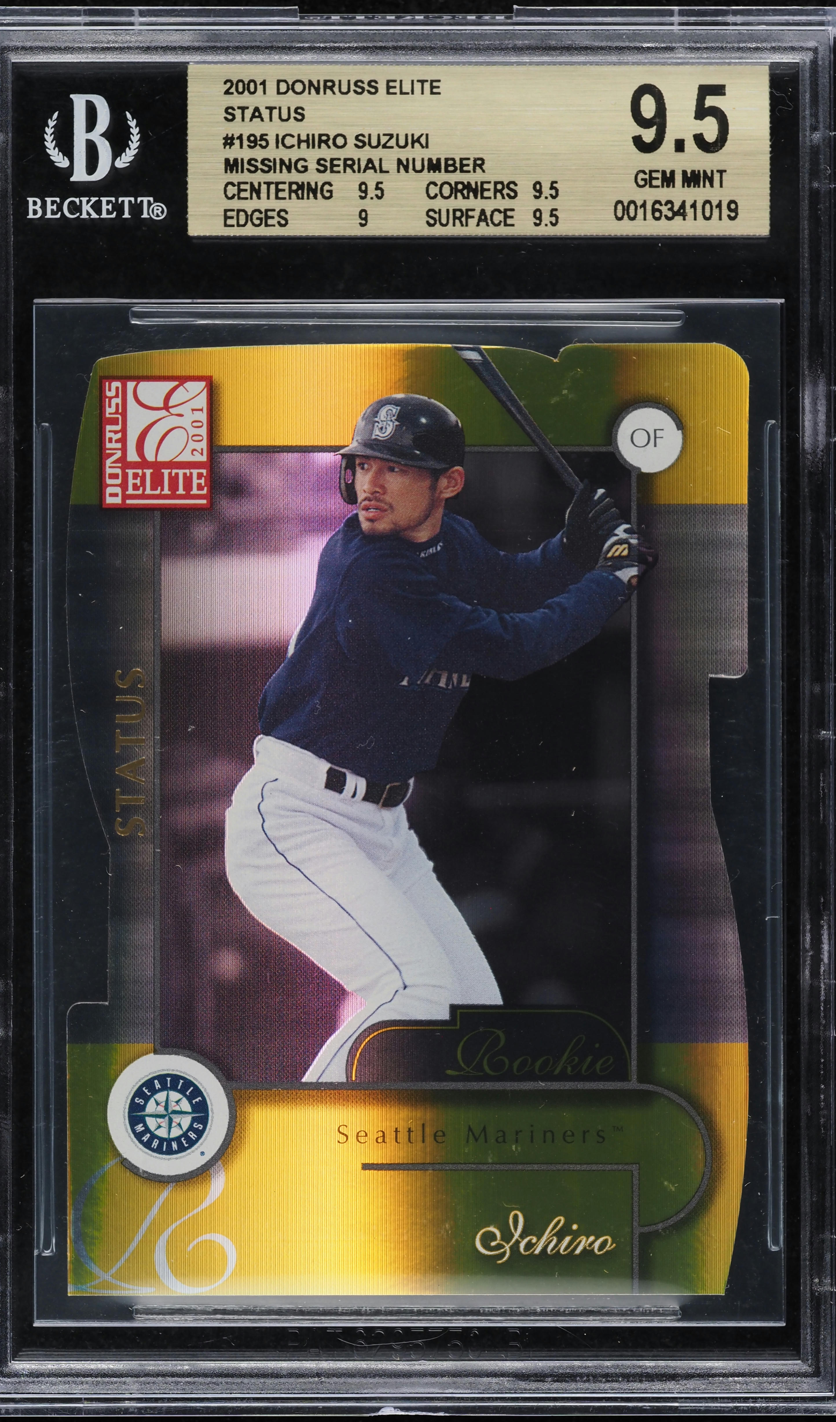 2001 Donruss Elite Status Ichiro Suzuki ROOKIE, NO SERIAL #195 BGS