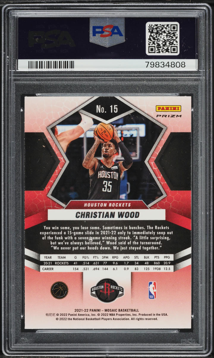 2021 Panini Mosaic Silver Fast Break Christian Wood #15 PSA 10 GEM MINT
