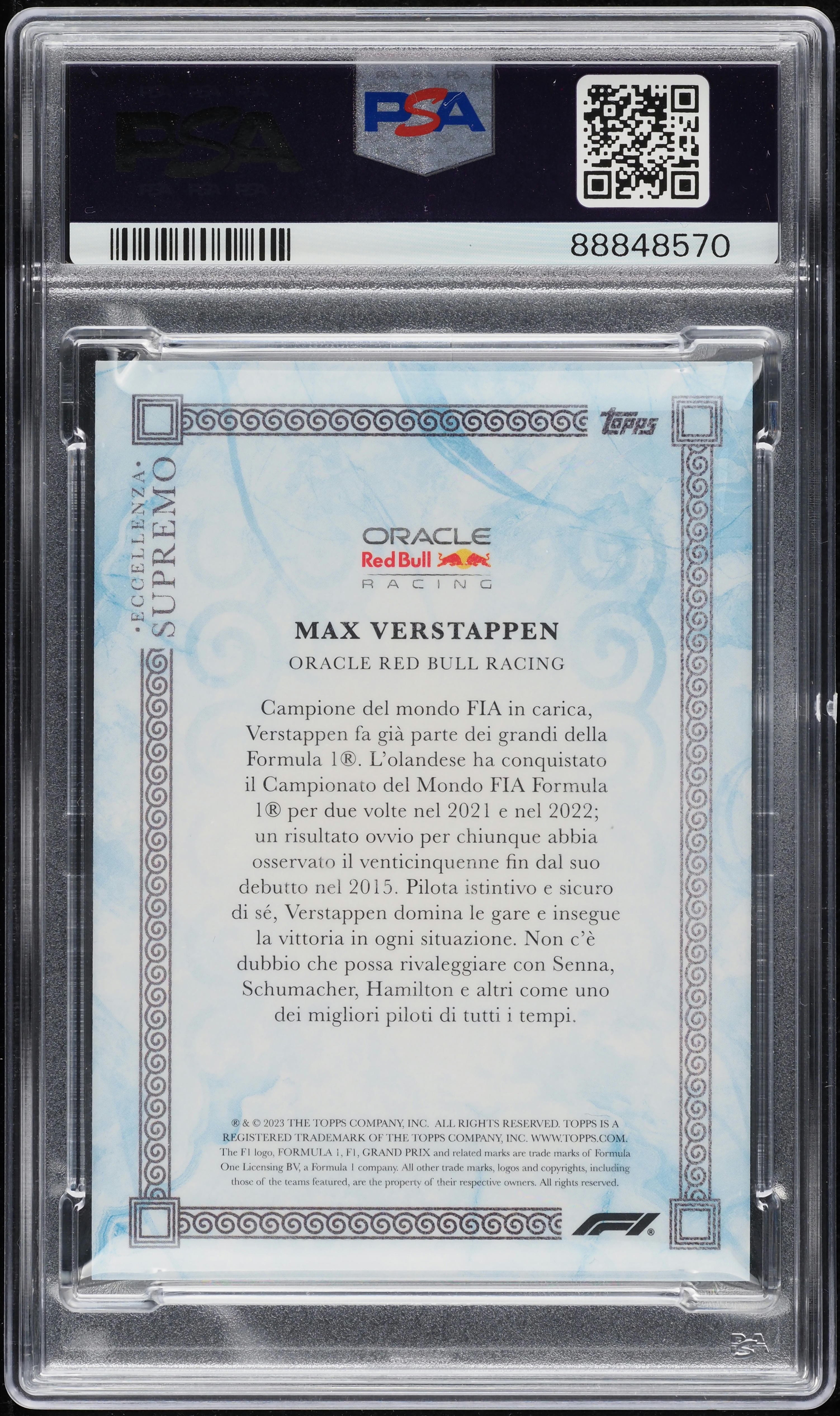 2023 Topps Eccellenza Formula 1 Supremo Blue Max Verstappen /49