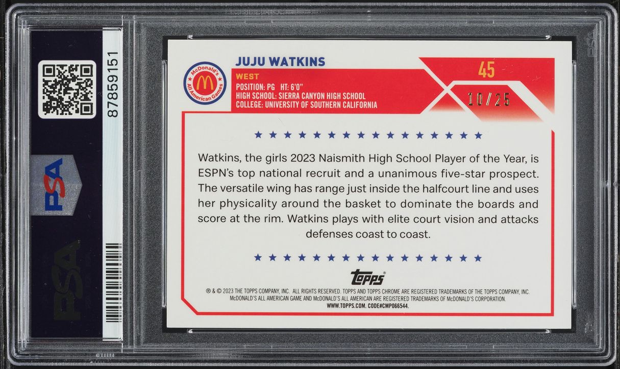 2023 Topps Chrome McDonald's All-American Orange Juju Watkins