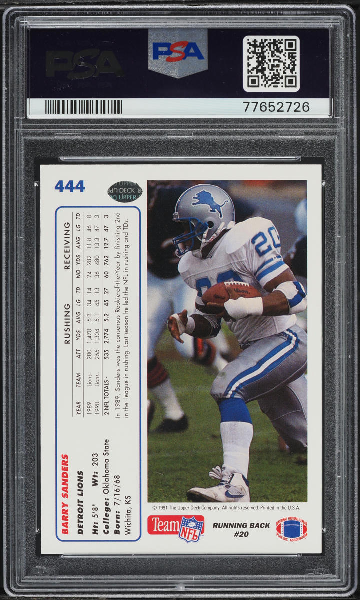 1991 Upper Deck Football Barry Sanders #444 PSA 4 VGEX
