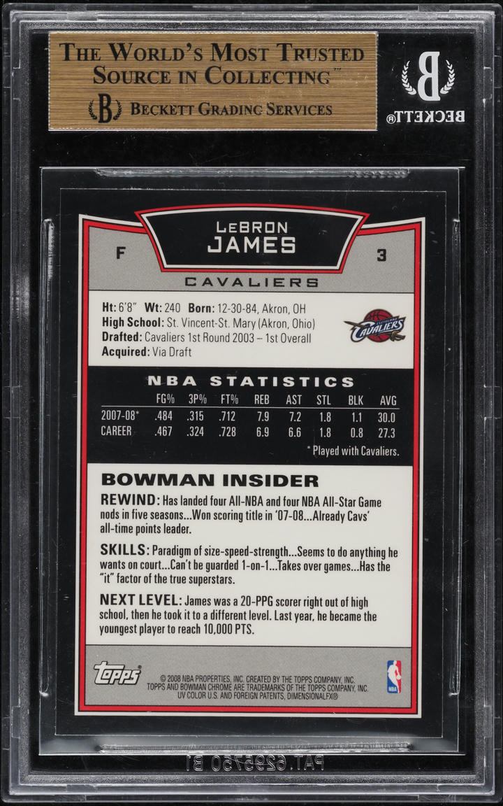 2008 Bowman Chrome LeBron James #3 BGS 9.5 GEM MINT