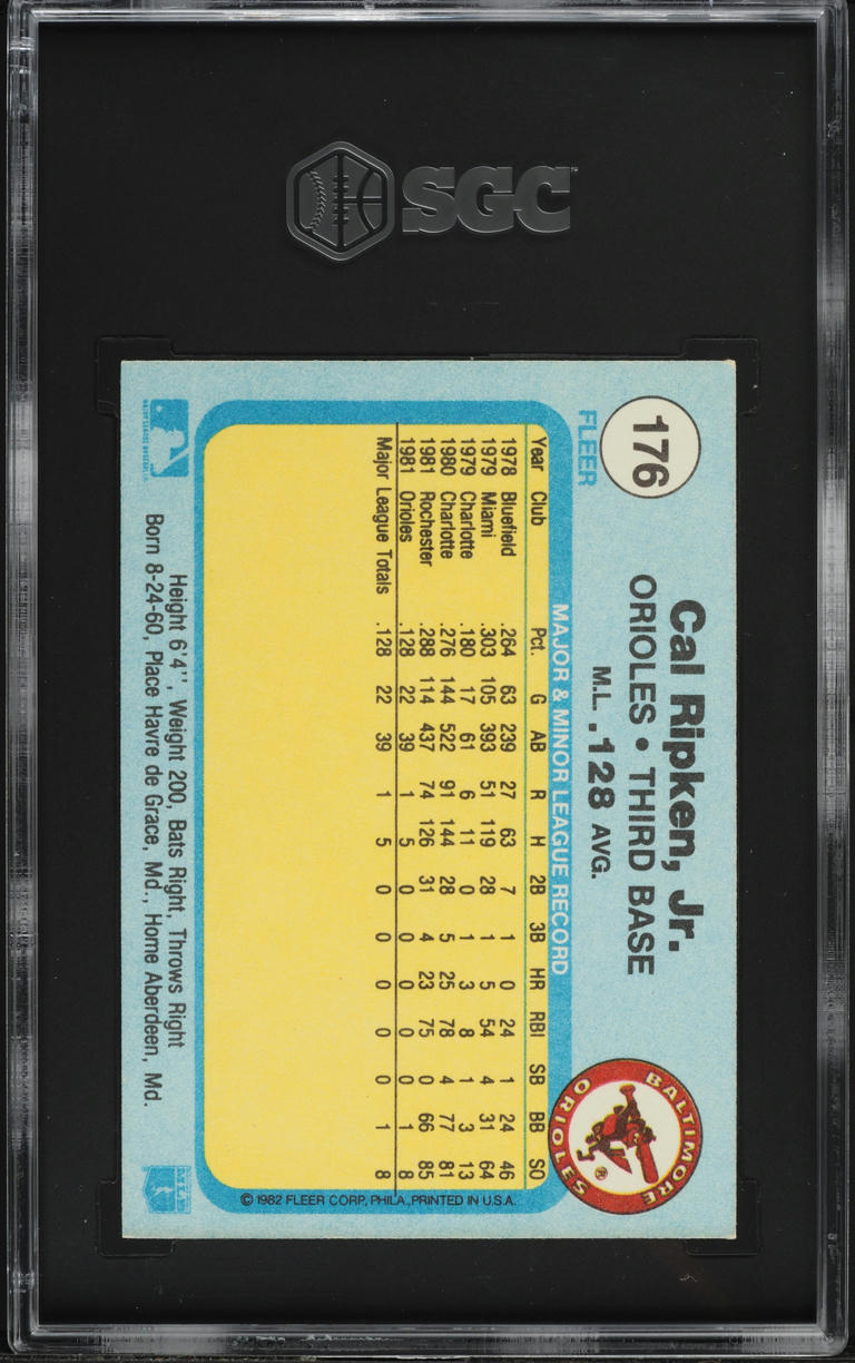 1982 Fleer Cal Ripken Jr. ROOKIE #176 SGC 8.5 NM-MT+
