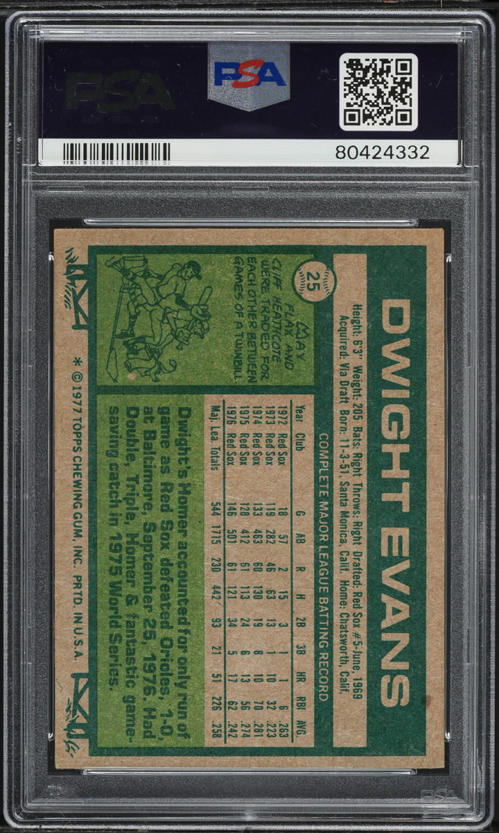 1977 Topps Dwight Evans #25 PSA 5 EX