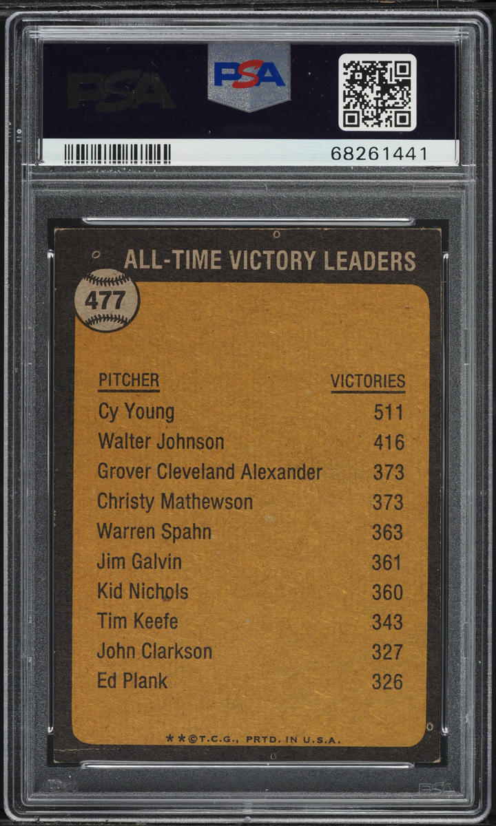 1973 Topps Cy Young ALL-TIME VICTORY LDRS #477 PSA 4 VGEX