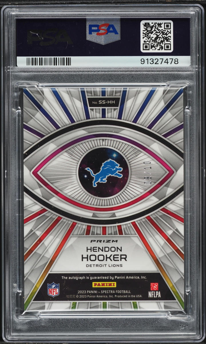 2023 Panini Spectra Neon Orange Hendon Hooker ROOKIE AUTO /10 #SS-HH PSA 9 MINT