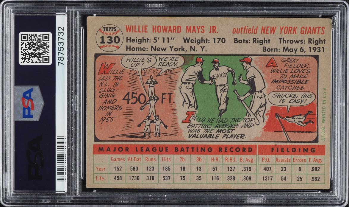 1956 Topps Willie Mays #130 PSA 3 VG