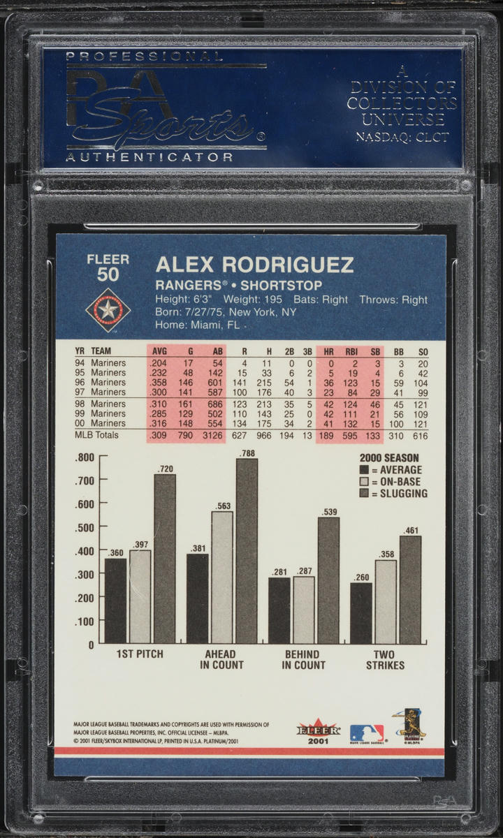2001 Fleer Platinum Alex Rodriguez #50 PSA 10 GEM MINT